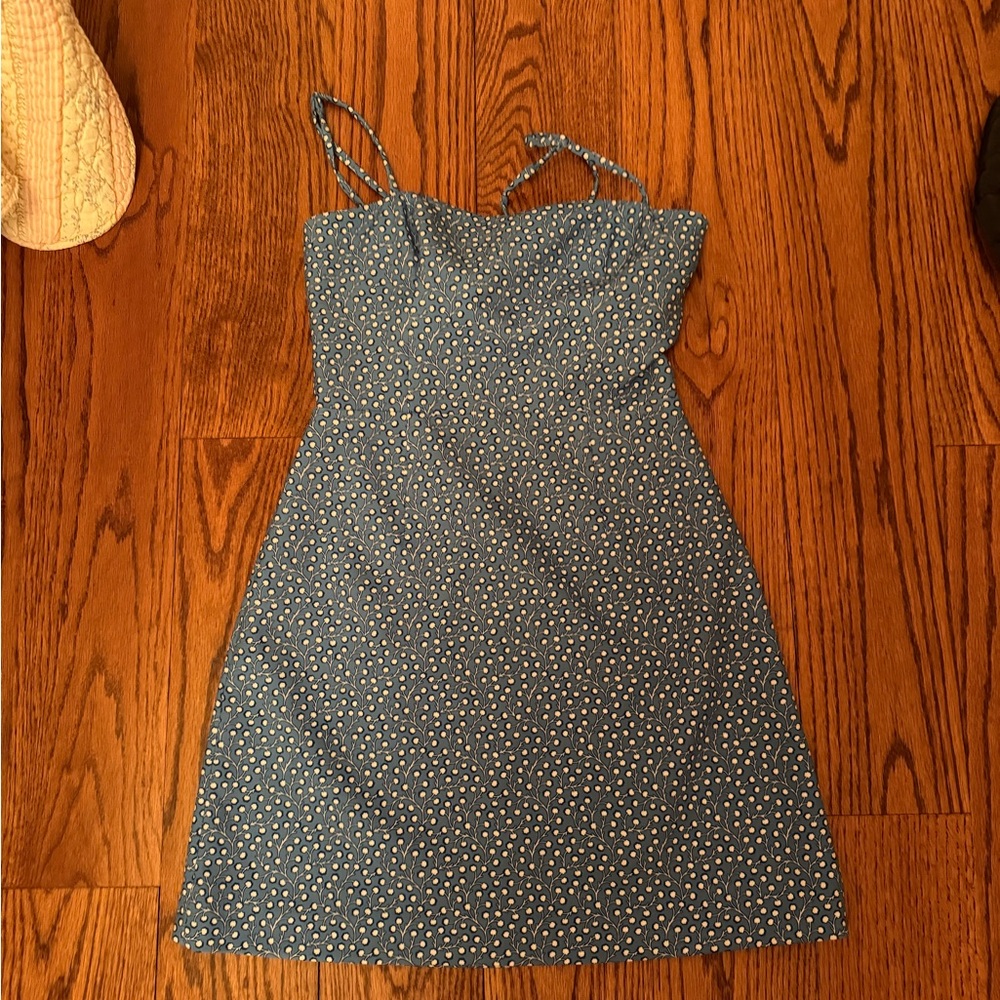 French Connection White and Blue Spaghetti Strap Sundress